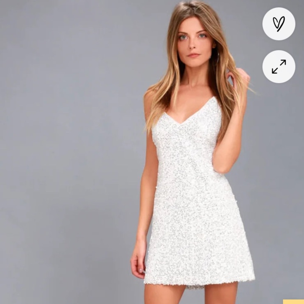 Lulus Force of Fashion White Backless Sequin Mini Dress